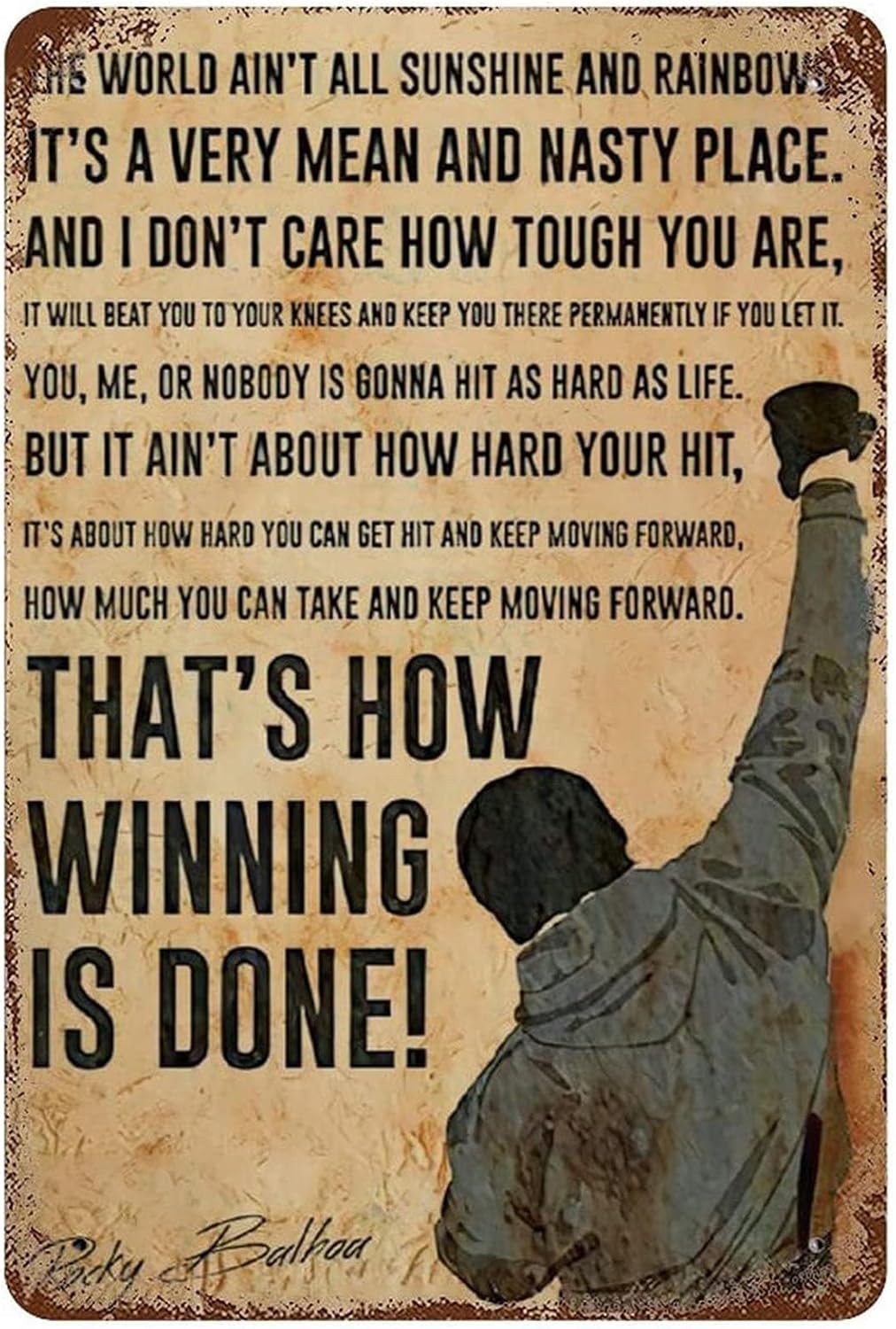 Vintage Fashion Quotes - Rocky Balboa Movie Inspiring Quotes Tin