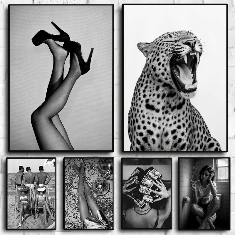 Vintage Fashion Prints For Wall - Stylish Fashion Black and White Poster