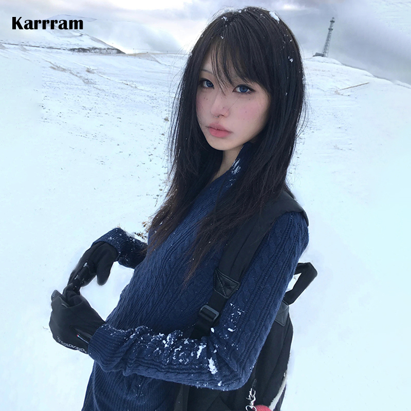 Vintage Fashion Knitwear - Karrram Japanese Y2k Slim Pullover Vintage