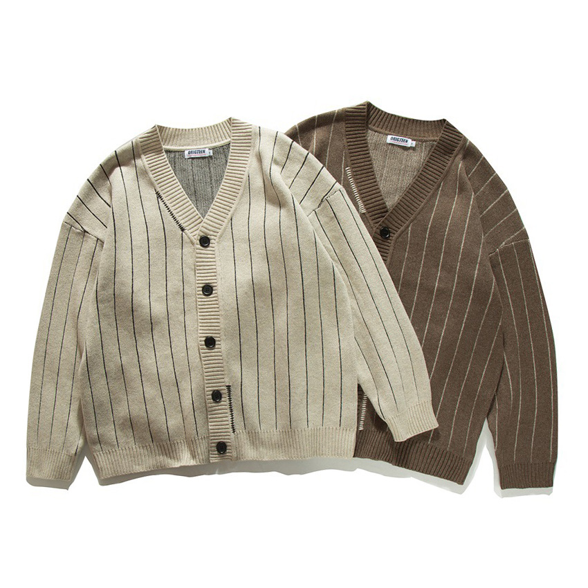 Vintage Fashion Knitwear - Spring Autumn Stripe Cardigan Sweaters Men