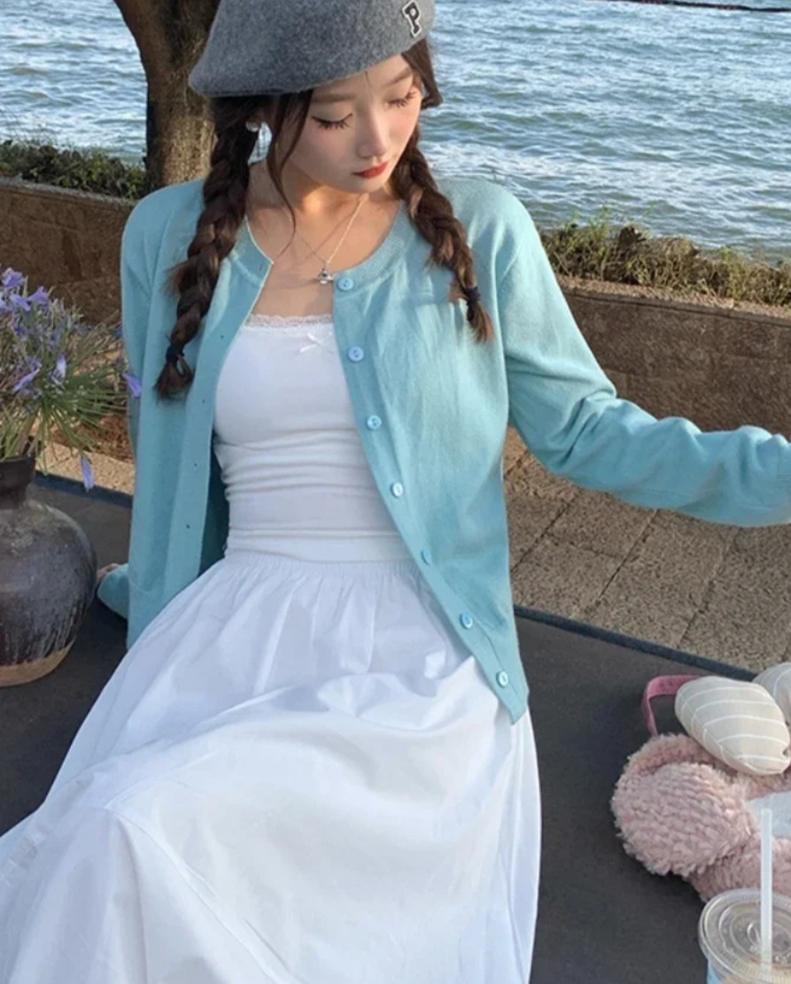 Vintage Fashion Knitwear - Vintage Long Sleeve Cardigan Women Sweater