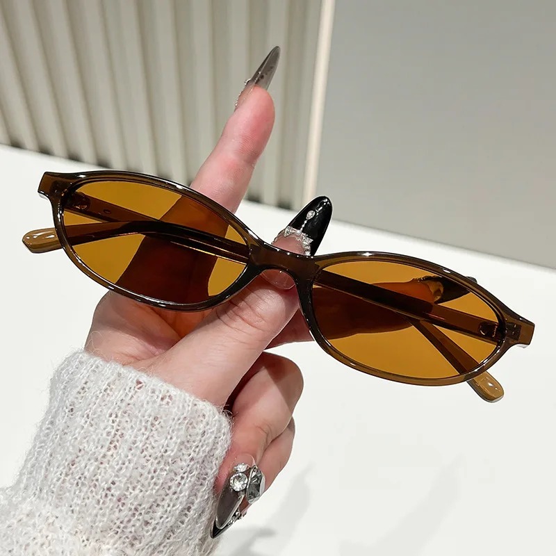 Vintage Fashion Y2K - Small Oval Leopard Gradient Sunglasses for
