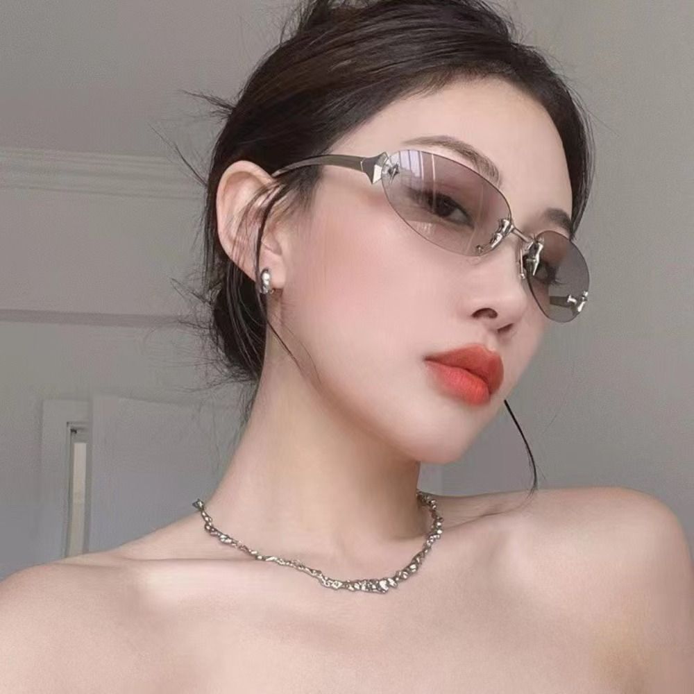 Y2K Style Frameless Sunglasses - Vintage Fashion Y2K ulasan dan harga