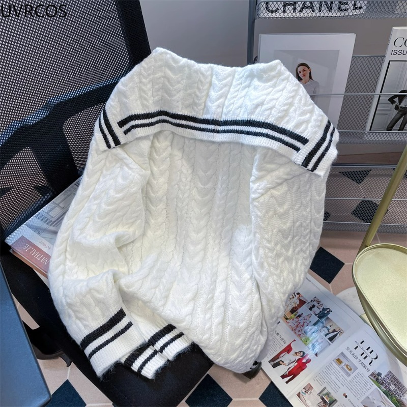 Japanese Bow Sailor Collar Kni - Vintage Fashion Knitwear ulasan dan harga