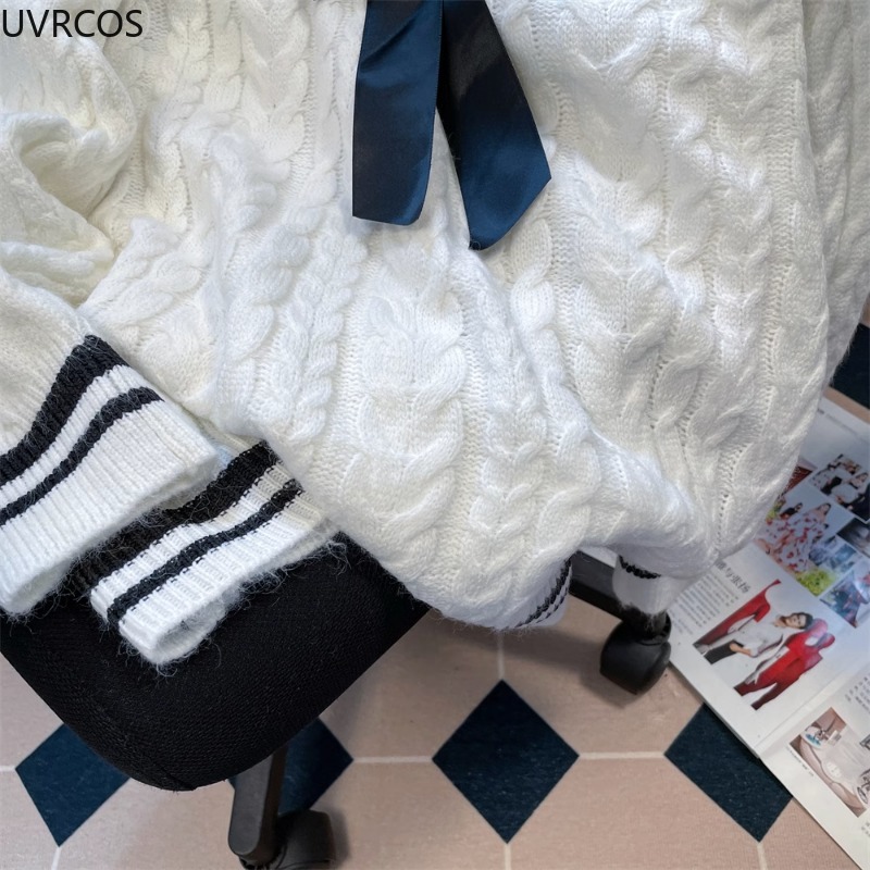 Japanese Bow Sailor Collar Kni - Vintage Fashion Knitwear ulasan dan harga