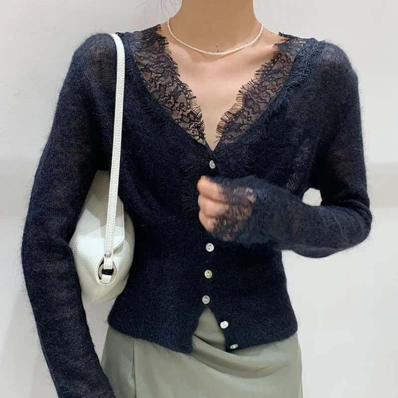 Cardigans for Women Sweet Lace - Vintage Fashion Knitwear ulasan dan harga