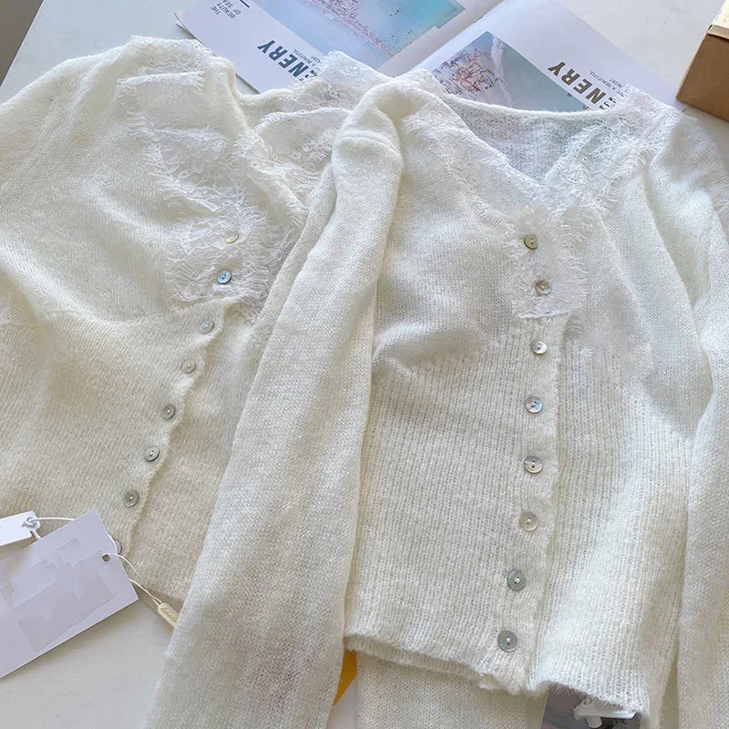 Cardigans for Women Sweet Lace - Vintage Fashion Knitwear ulasan dan harga