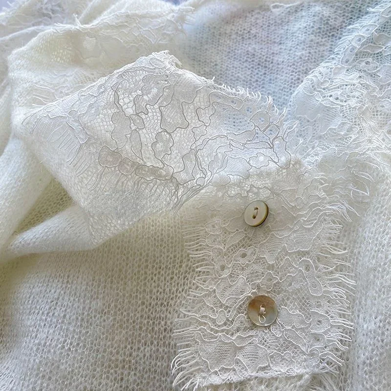 Cardigans for Women Sweet Lace - Vintage Fashion Knitwear ulasan dan harga