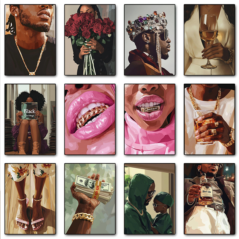 Funky Vintage Beauty Black Man - Vintage Fashion Prints For Wall ulasan dan harga