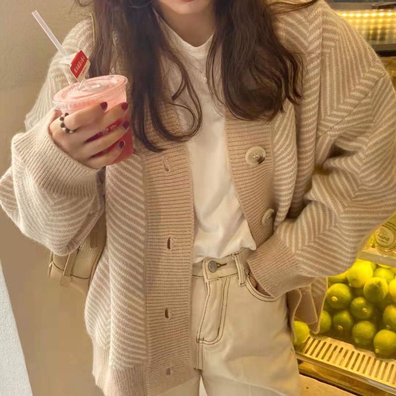 Autumn Winter Fashion Striped  - Vintage Fashion Knitwear ulasan dan harga