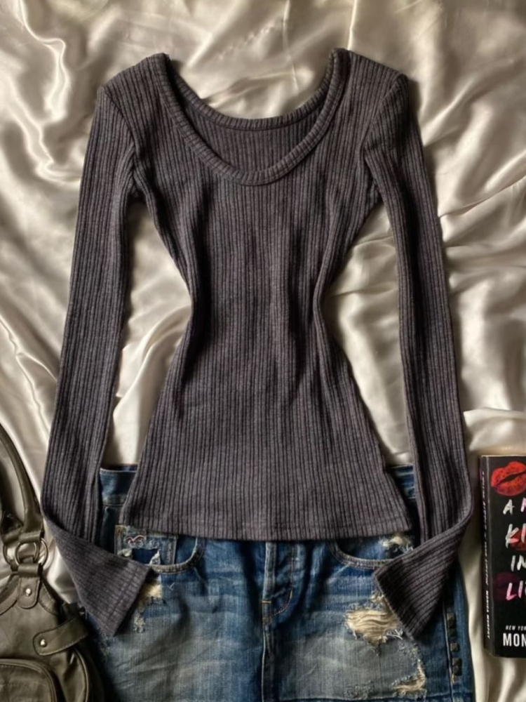 Autumn New Slim Long Sleeve V- - Vintage Fashion Knitwear ulasan dan harga