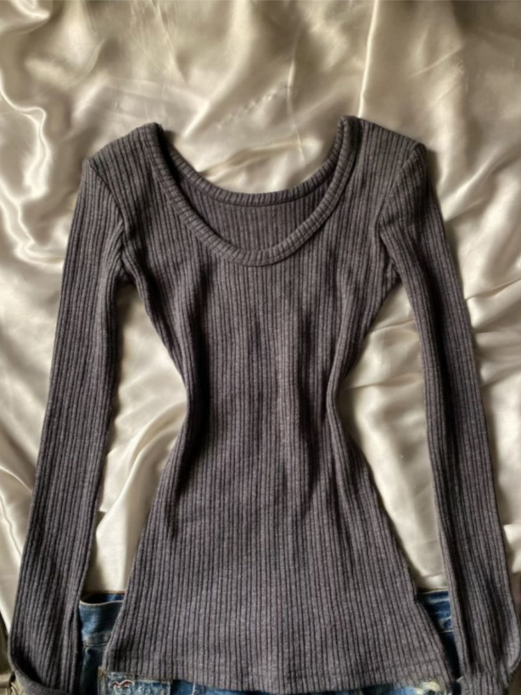 Autumn New Slim Long Sleeve V- - Vintage Fashion Knitwear ulasan dan harga