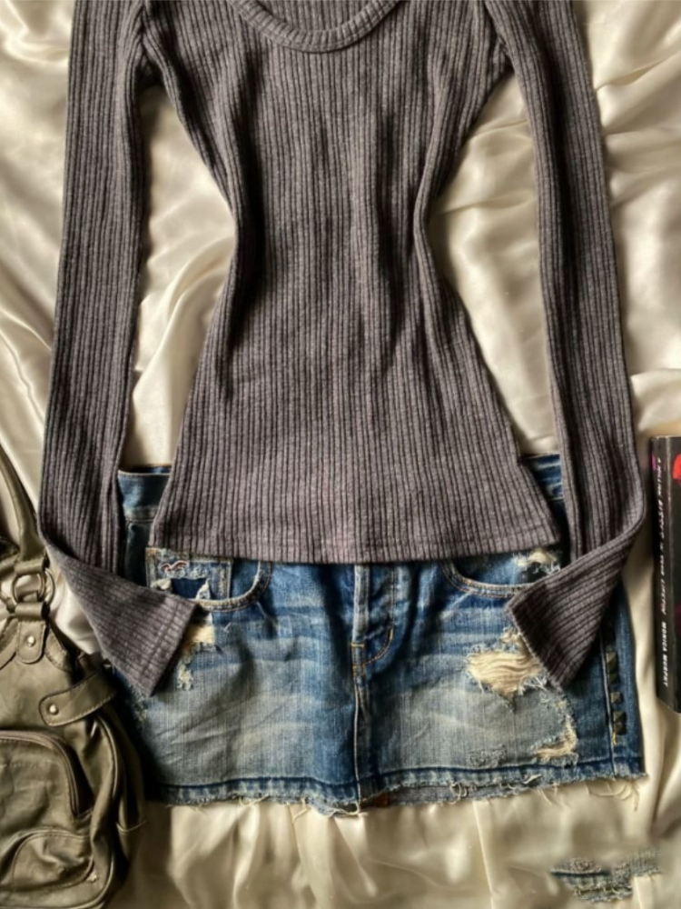 Autumn New Slim Long Sleeve V- - Vintage Fashion Knitwear ulasan dan harga
