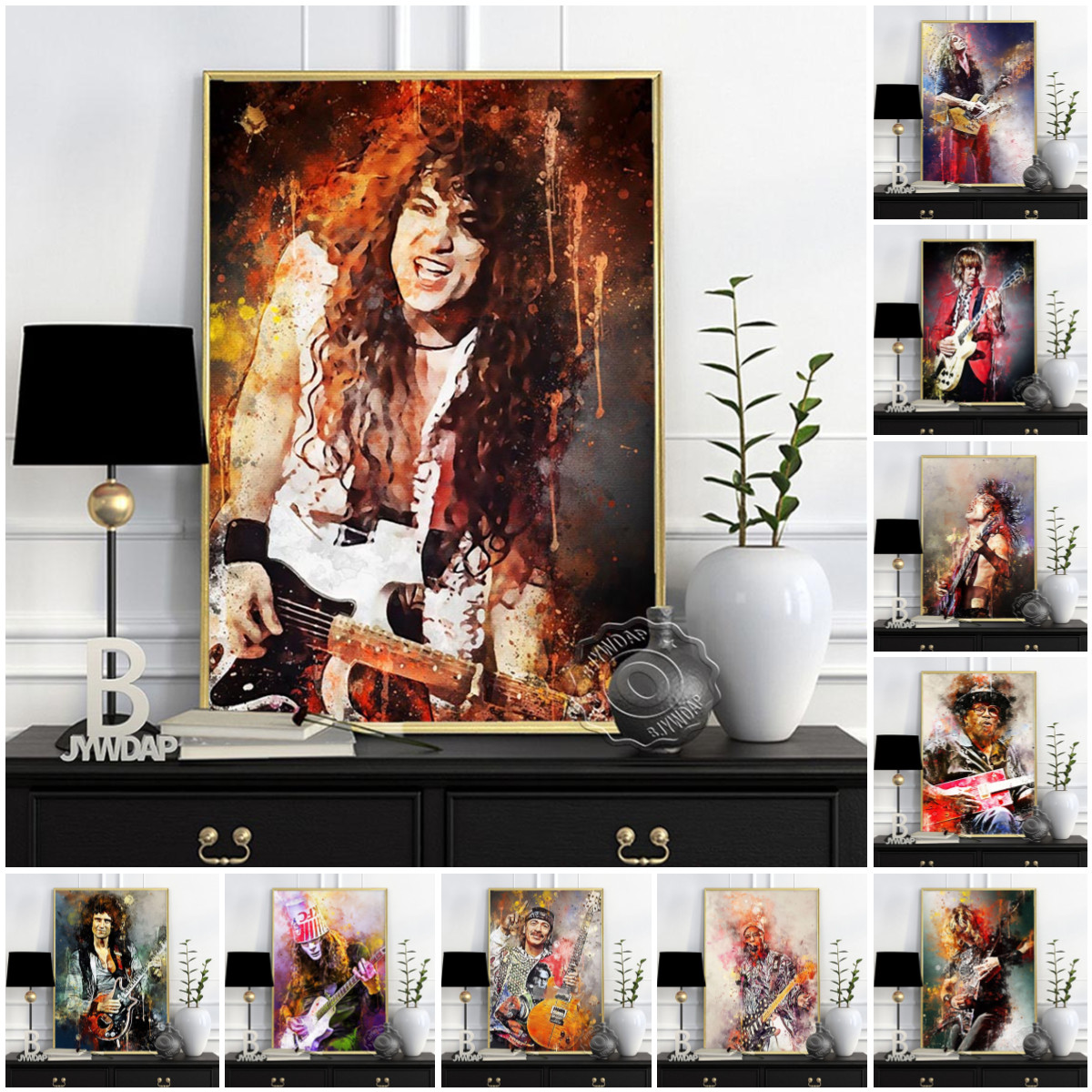 Rock Star Alvin Lee Dark Bg Al - Vintage Fashion Prints For Wall ulasan dan harga