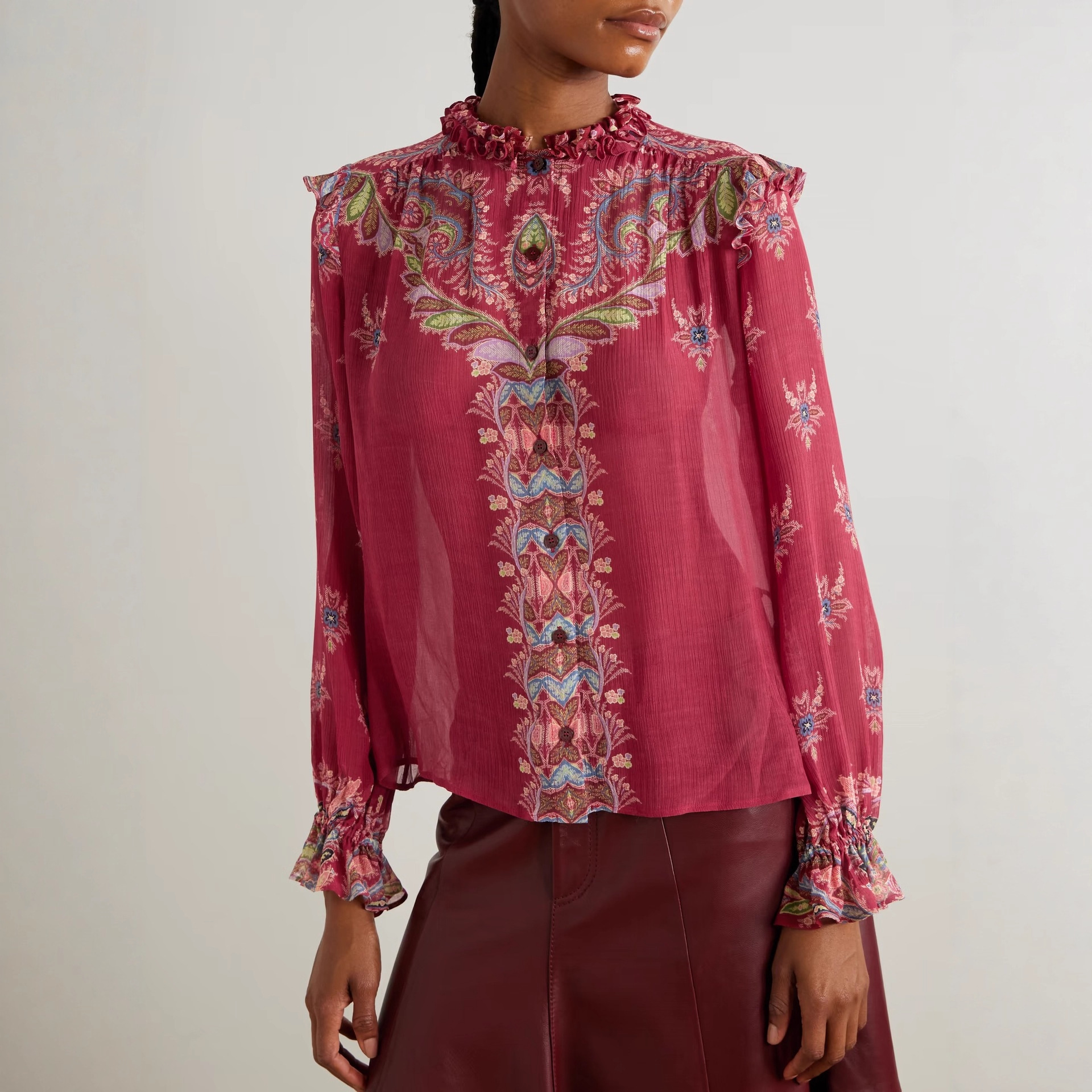 Elegant Silk Chiffon Blouse An - Vintage Fashion Outfit ulasan dan harga