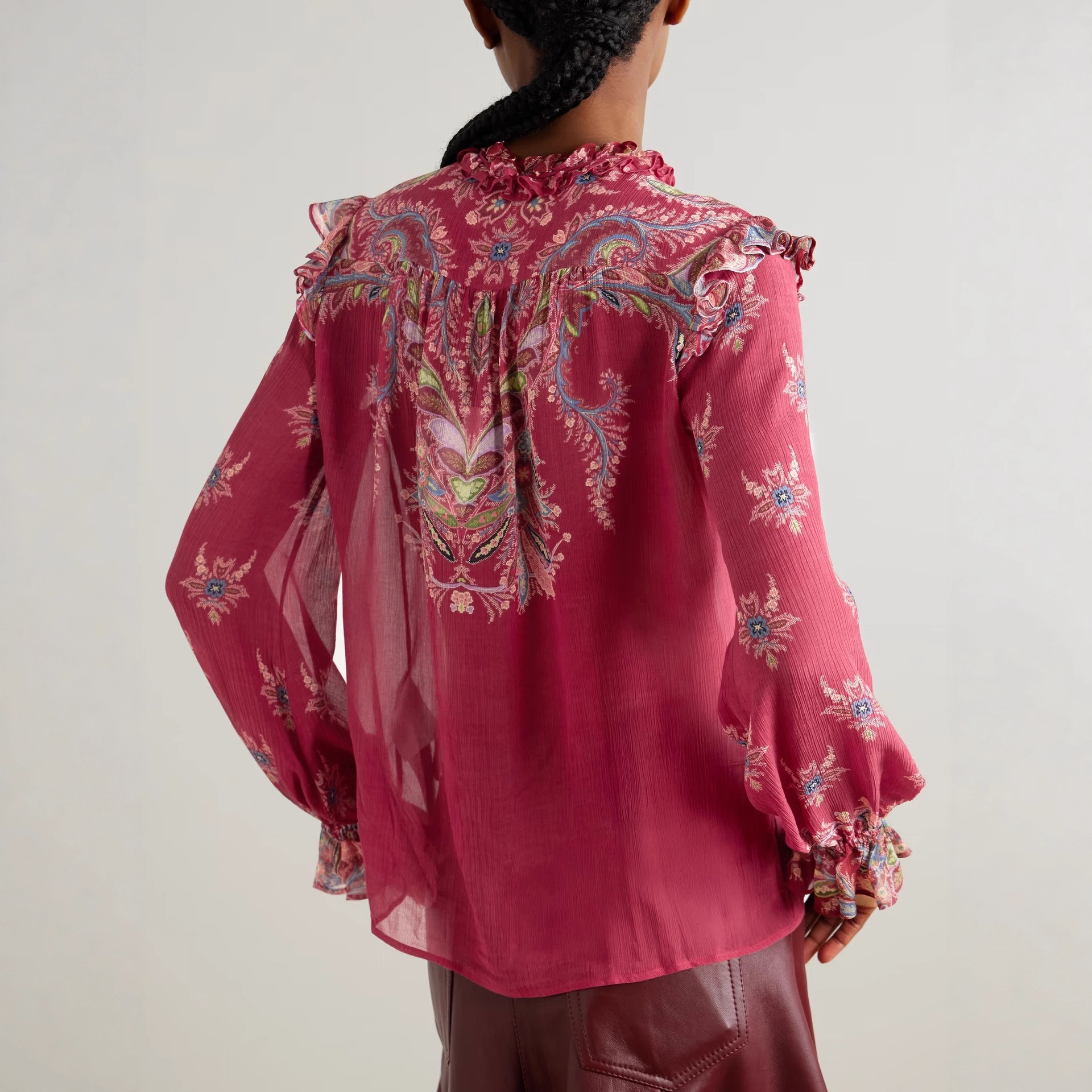 Elegant Silk Chiffon Blouse An - Vintage Fashion Outfit ulasan dan harga