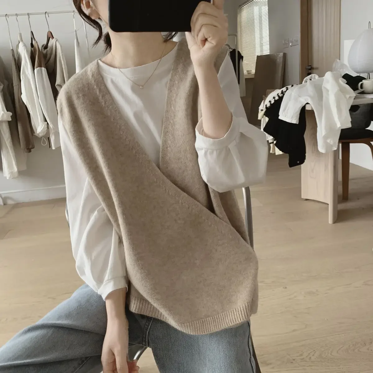 Ladies Sweaters Vest Black Lon - Vintage Fashion Knitwear ulasan dan harga