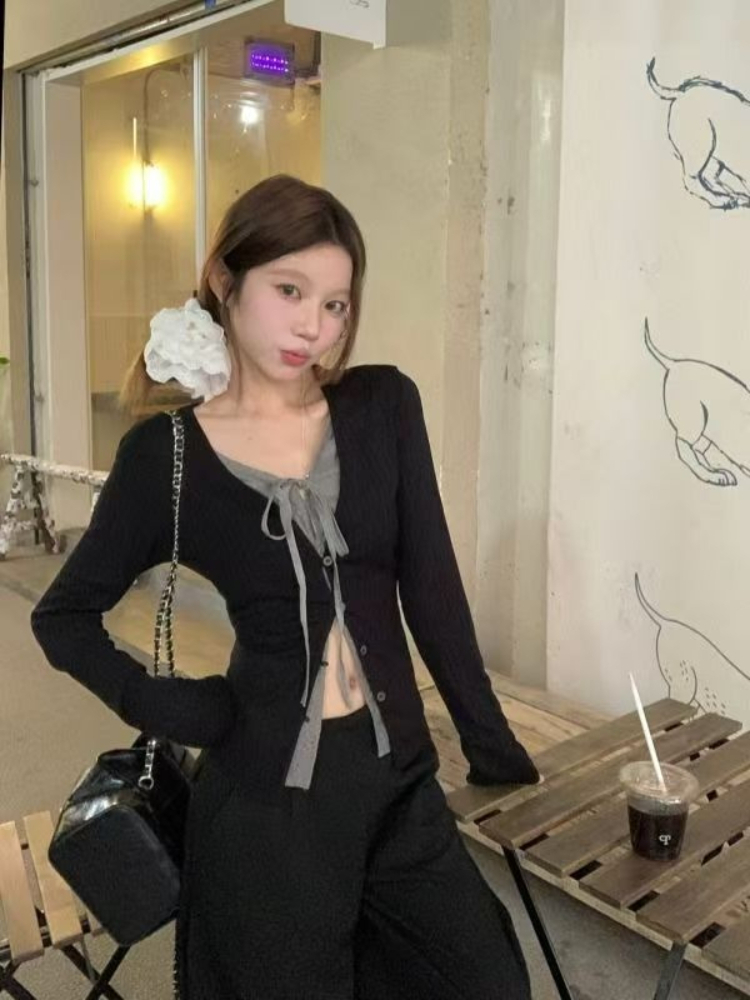 Vintage Contrast Tie Faux 2PCS - Vintage Fashion Hong Kong ulasan dan harga