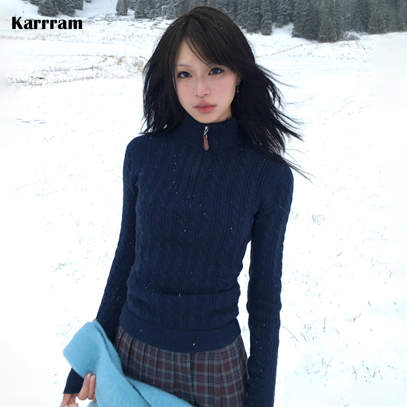 Karrram Japanese Y2k Slim Pull - Vintage Fashion Knitwear ulasan dan harga