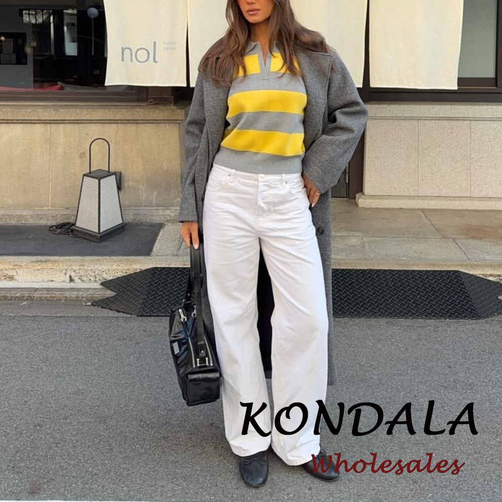 KONDALA Chic Spring Striped Pl - Vintage Fashion Knitwear ulasan dan harga