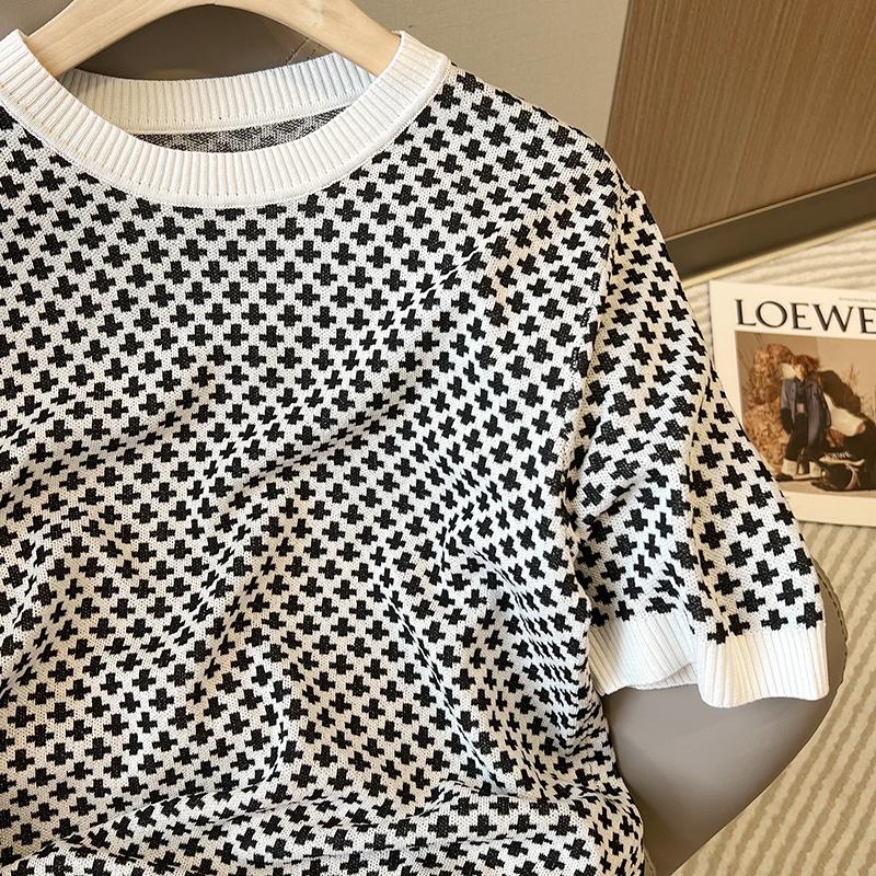 Stylish Plaid Knitted Sweater  - Vintage Fashion Knitwear ulasan dan harga