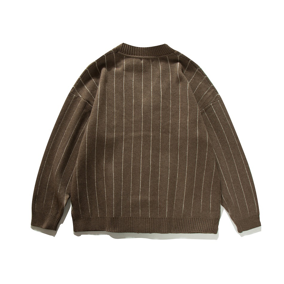 Spring Autumn Stripe Cardigan  - Vintage Fashion Knitwear ulasan dan harga