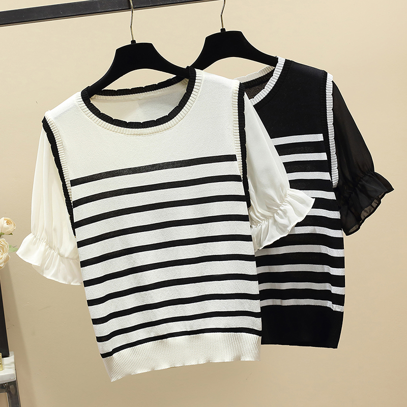 Summer Korean Striped Knitted  - Vintage Fashion Knitwear ulasan dan harga