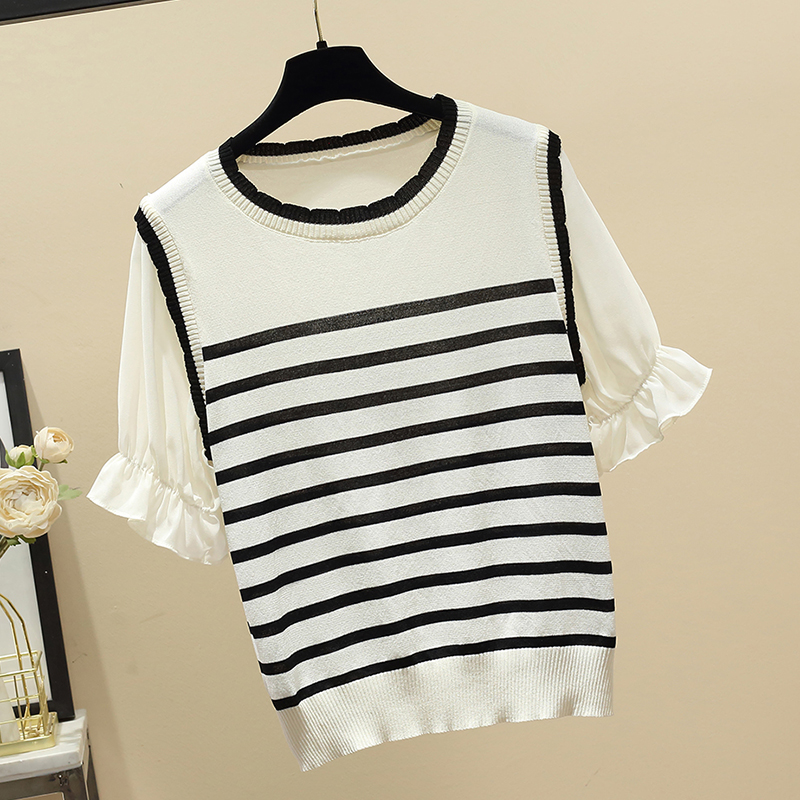 Summer Korean Striped Knitted  - Vintage Fashion Knitwear ulasan dan harga