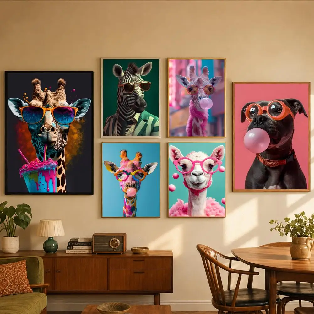 Art V-Vibrant Animal Bubble Fa - Vintage Fashion Prints For Wall ulasan dan harga