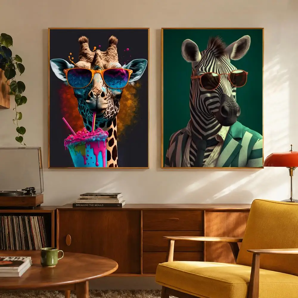 Art V-Vibrant Animal Bubble Fa - Vintage Fashion Prints For Wall ulasan dan harga