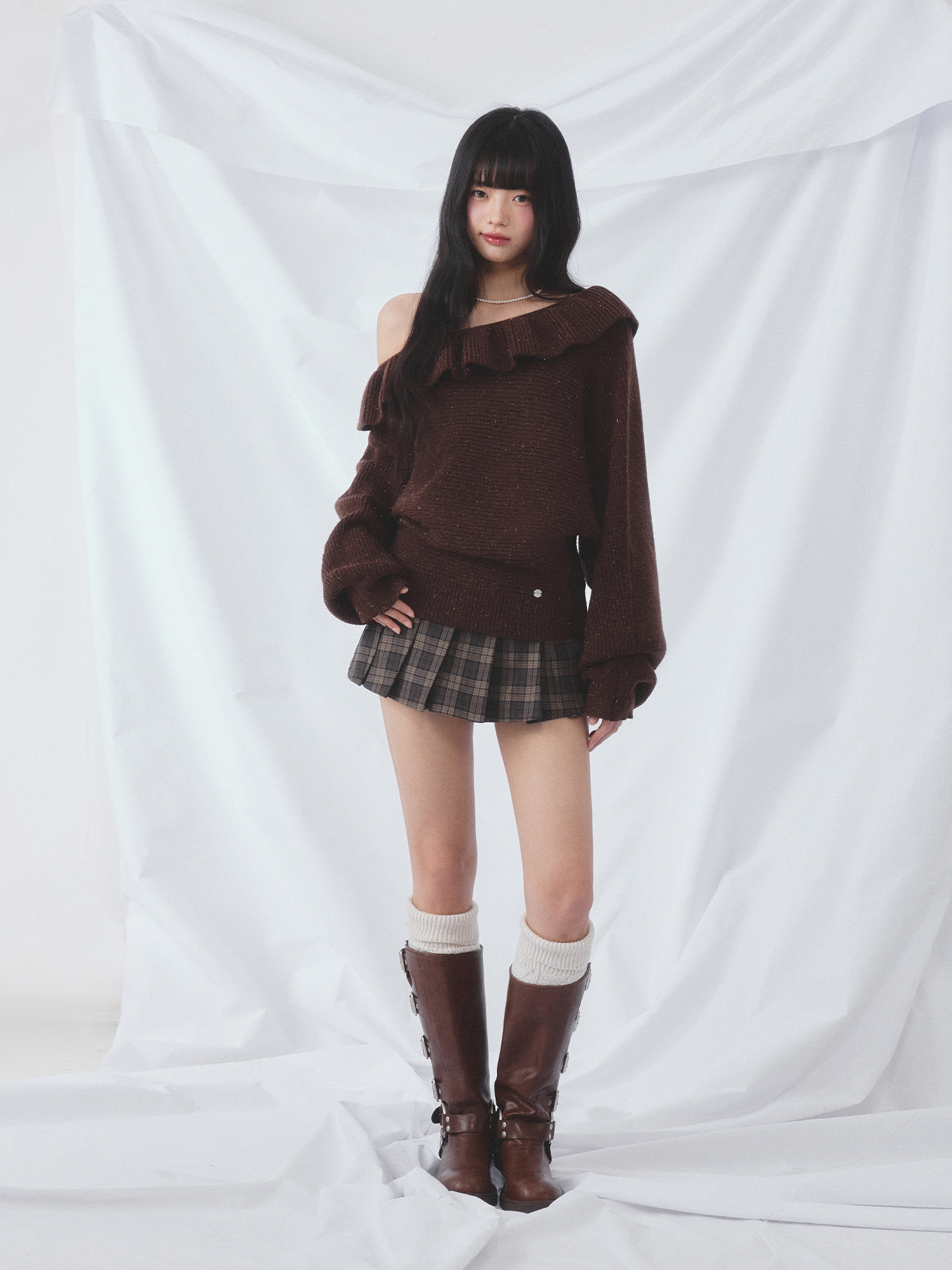 Weekendhub Vintage Ruffle Coll - Vintage Fashion Knitwear ulasan dan harga