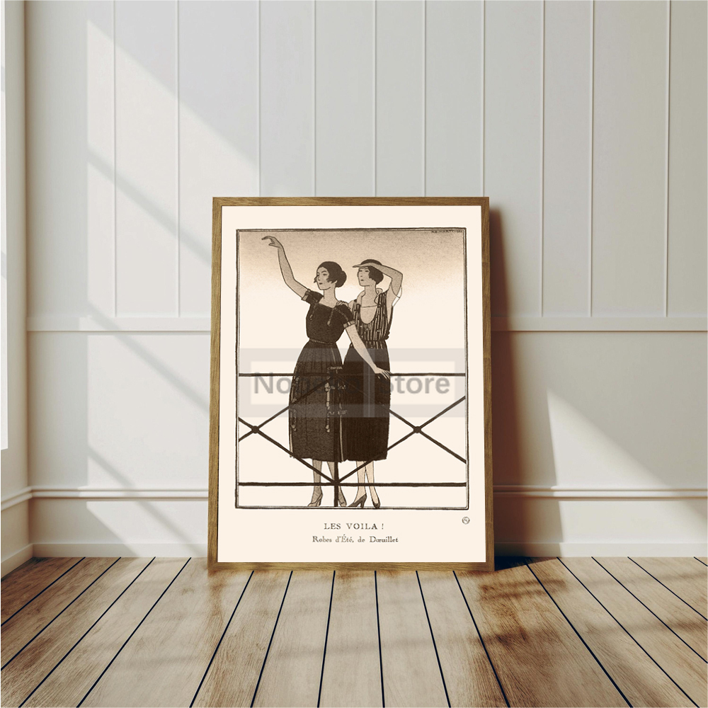 Vintage French Deco Art Illust - Vintage Fashion Prints For Wall ulasan dan harga