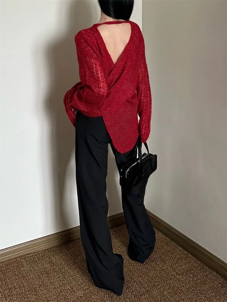 Y2K See-Through Knitted Women' - Vintage Fashion Y2K ulasan dan harga