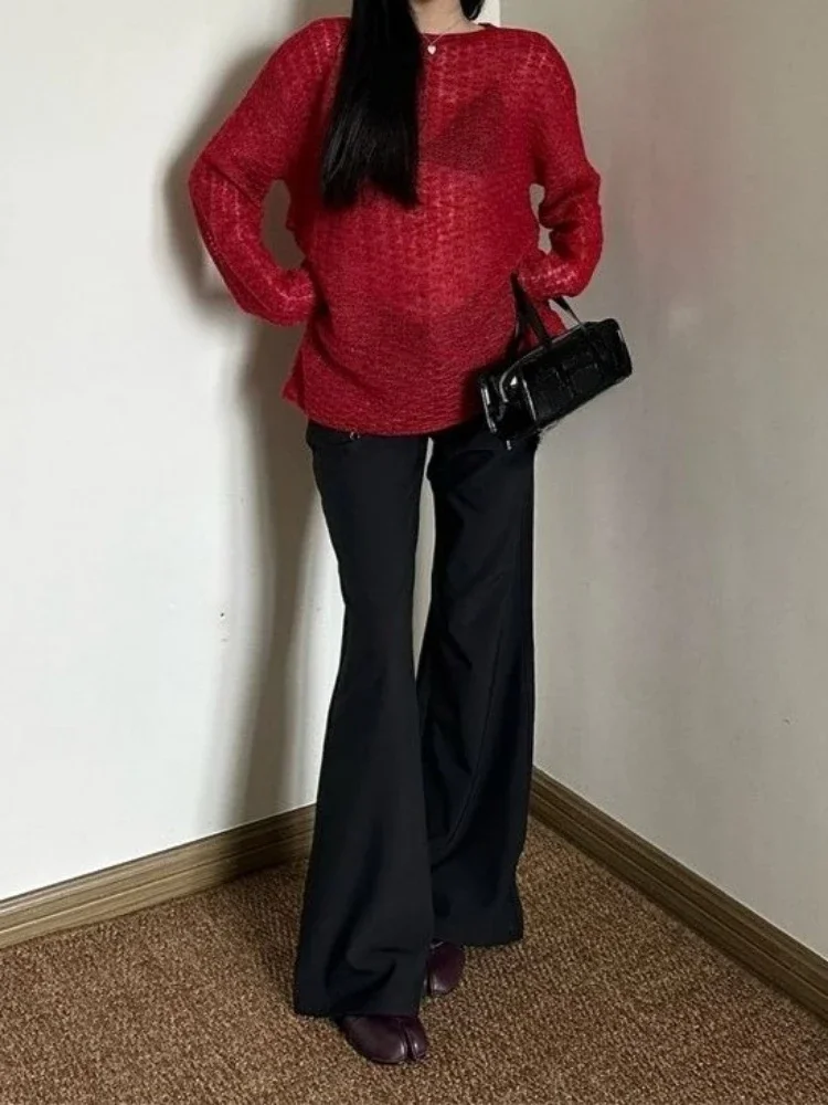 Y2K See-Through Knitted Women' - Vintage Fashion Y2K ulasan dan harga