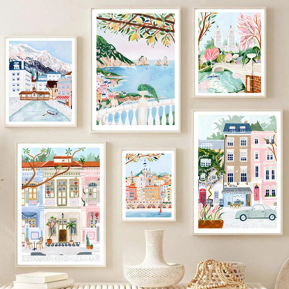 City Street Park Vintage Tram  - Vintage Fashion Prints For Wall ulasan dan harga