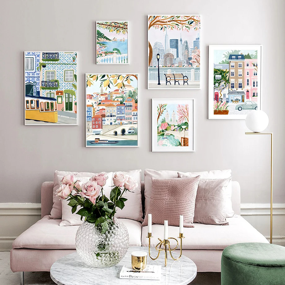 City Street Park Vintage Tram  - Vintage Fashion Prints For Wall ulasan dan harga
