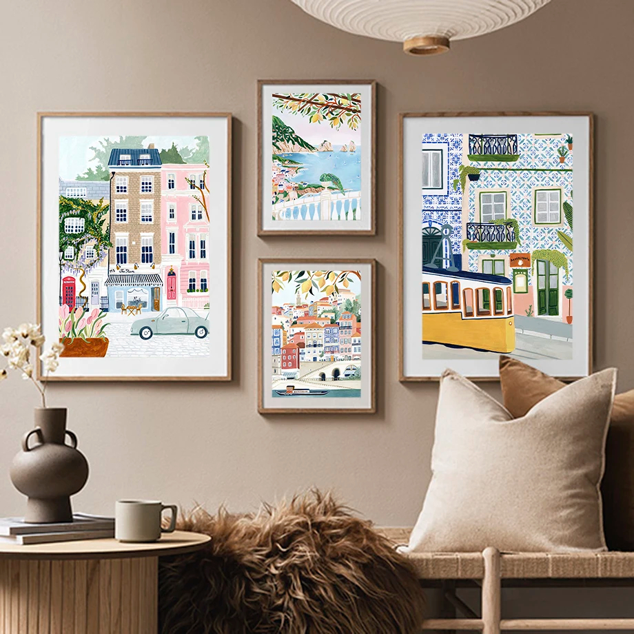 City Street Park Vintage Tram  - Vintage Fashion Prints For Wall ulasan dan harga