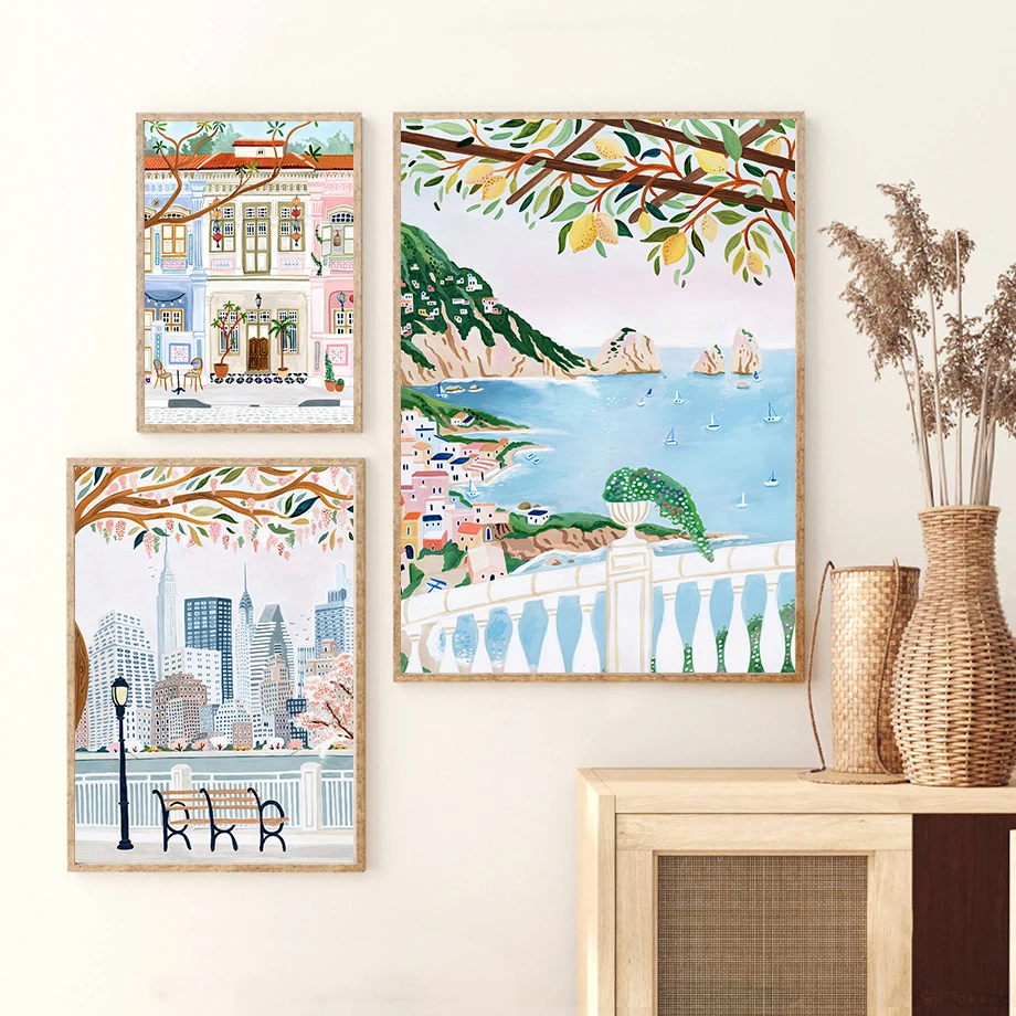 City Street Park Vintage Tram  - Vintage Fashion Prints For Wall ulasan dan harga